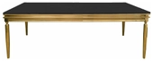 Стол КАБРИОЛЬ прямоугольный золотой с бархатной ЧЕРНОЙ столешницей #112