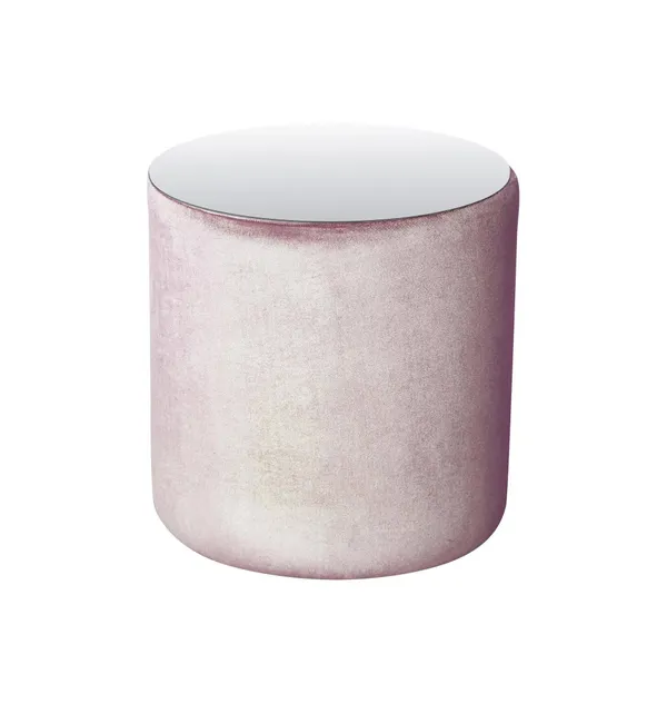 Пуф-стол средний НОРМАН розовый с зеркальной столешницей #304