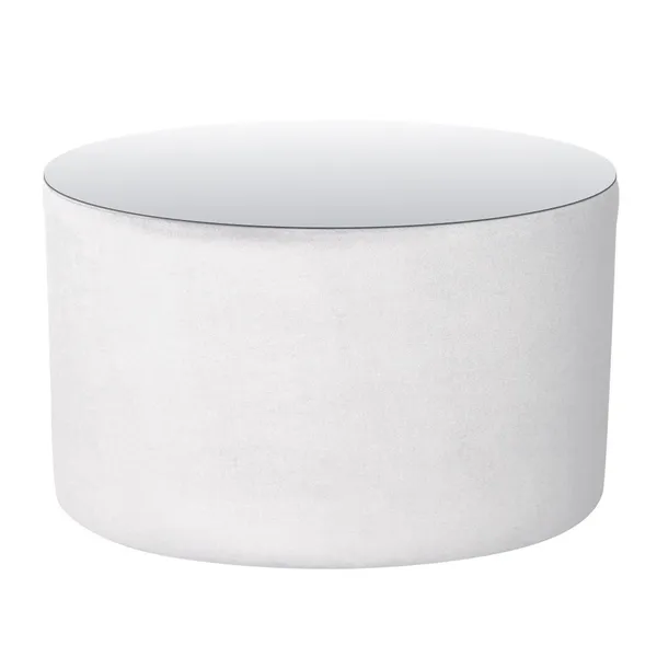 Пуф-стол НОРМАН белый с зеркальной столешницей #301