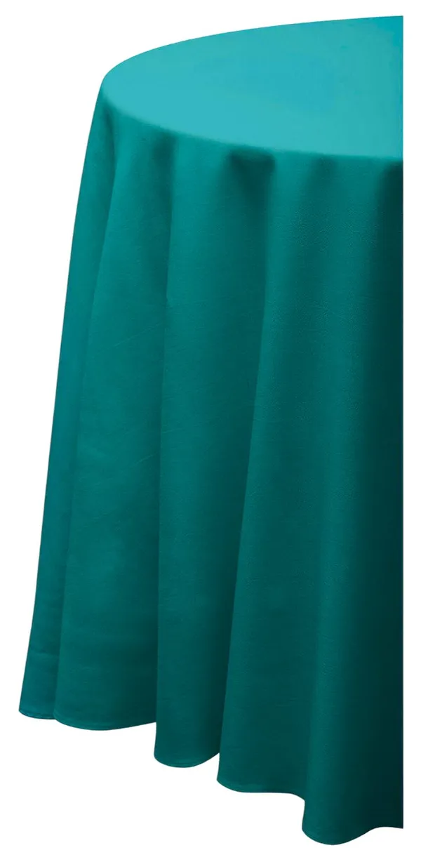 Круглая изумрудная скатерть из матового габардина с центральным швом Go Rent