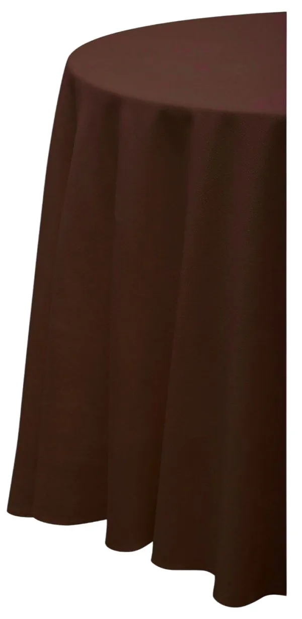 Круглая скатерть шоколадного цвета из матового габардина с центральным швом Go Rent
