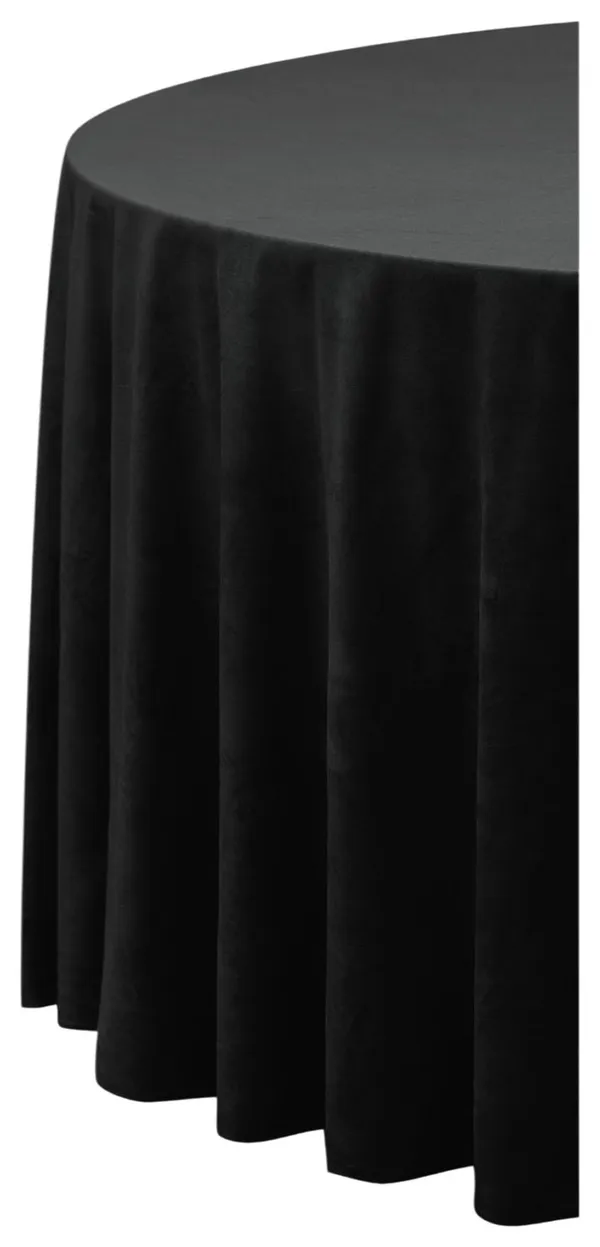 Черная круглая скатерть из матового бархата без шва для мероприятий Go Rent
