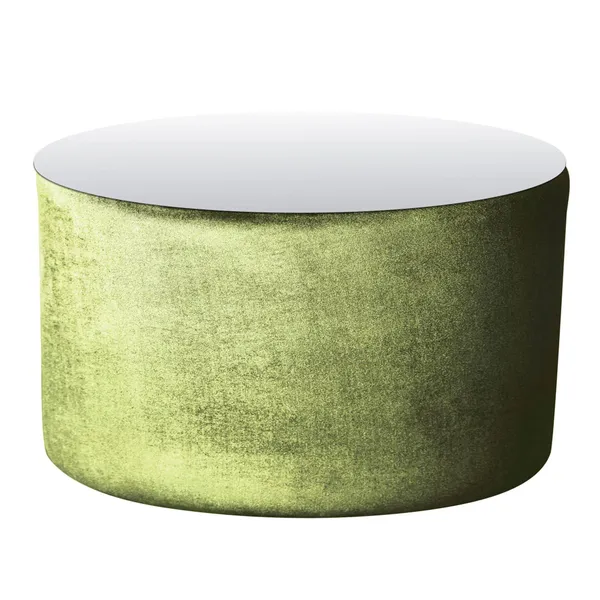 НОРМАН зелёный бархат с зеркальной крышкой — элегантный пуф-стол для праздничных зон