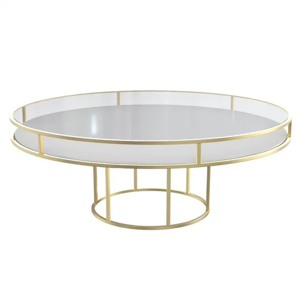 Стол КОРНЕЛЛ круглый бело-золотой низкий в аренду | Go Rent