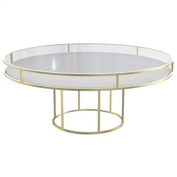 Аренда стол КОРНЕЛЛ круглый бело-золотой | Go Rent