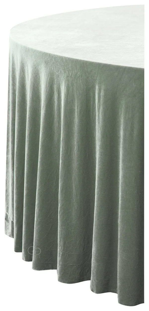 Круглая эвкалиптовая скатерть из бархата-стрейч до пола на стол 180 см Go Rent