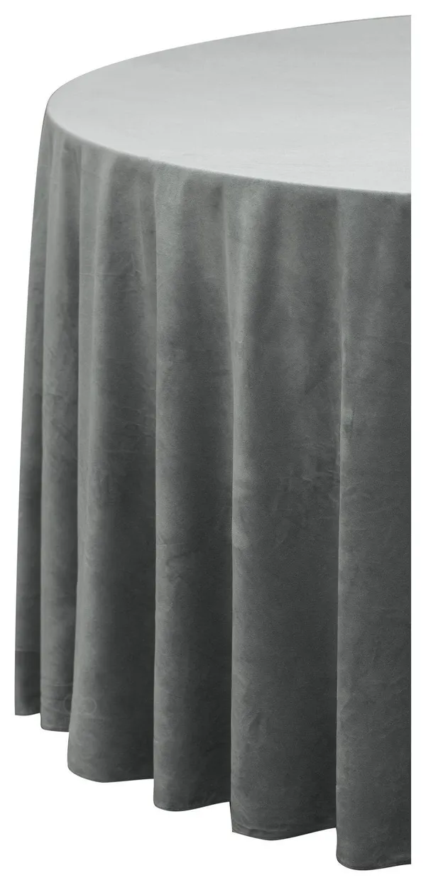Круглая матовая скатерть графитового цвета с центральным швом для мероприятий из аренды Go Rent