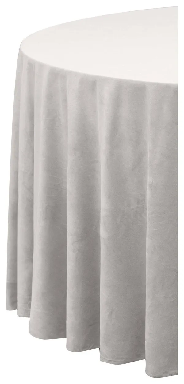 Жемчужно-серая круглая скатерть из матового бархата без шва для мероприятий Go Rent