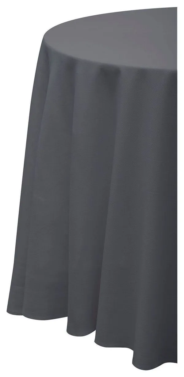 Круглая тёмно-серая скатерть из матового габардина с центральным швом Go Rent