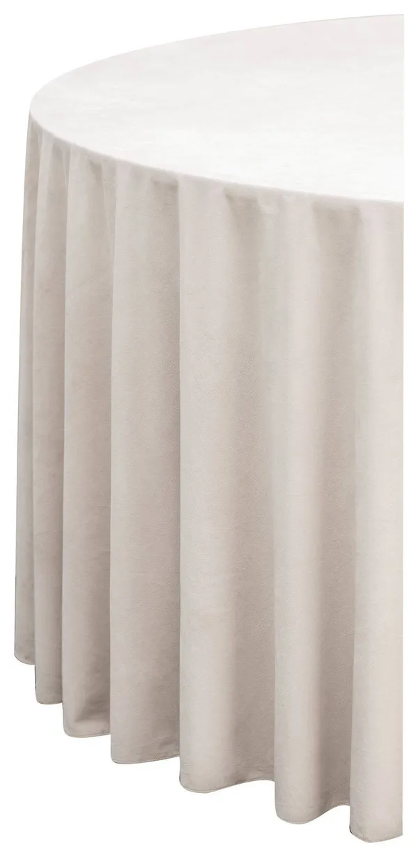 Бежевая круглая скатерть из матового бархата без шва для мероприятий Go Rent