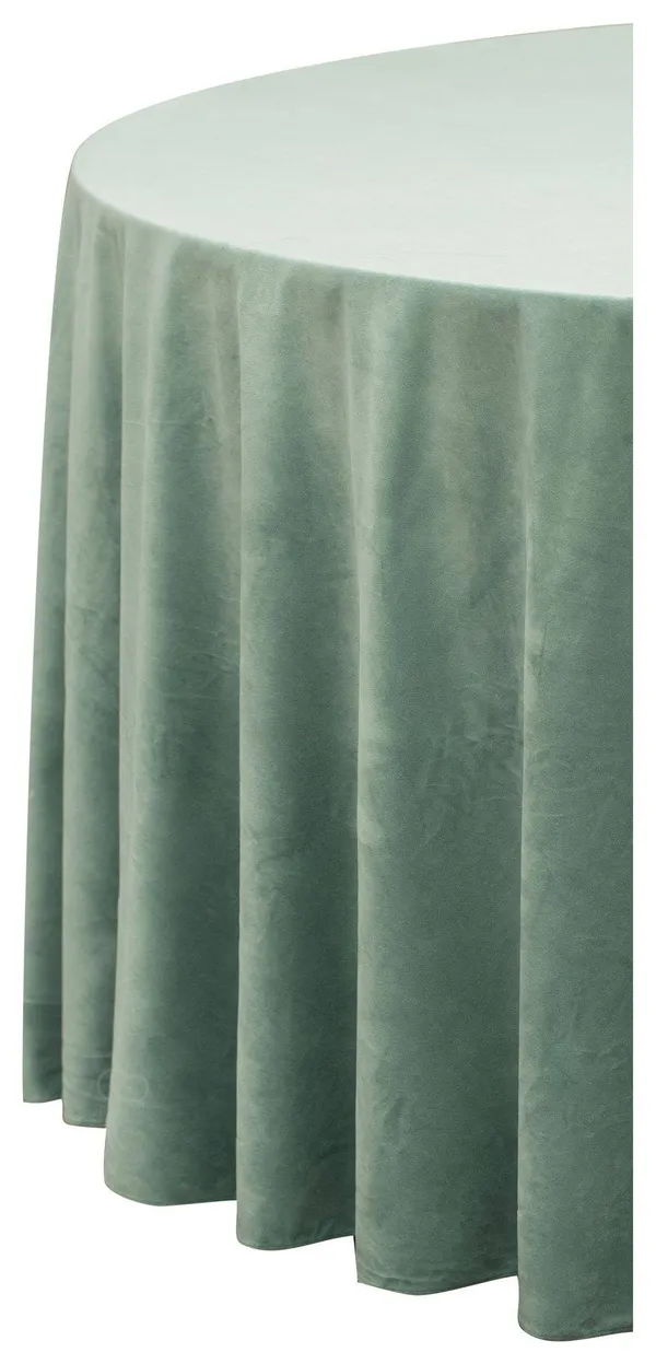 Ментоловая круглая скатерть из матового бархата без шва для мероприятий Go Rent.