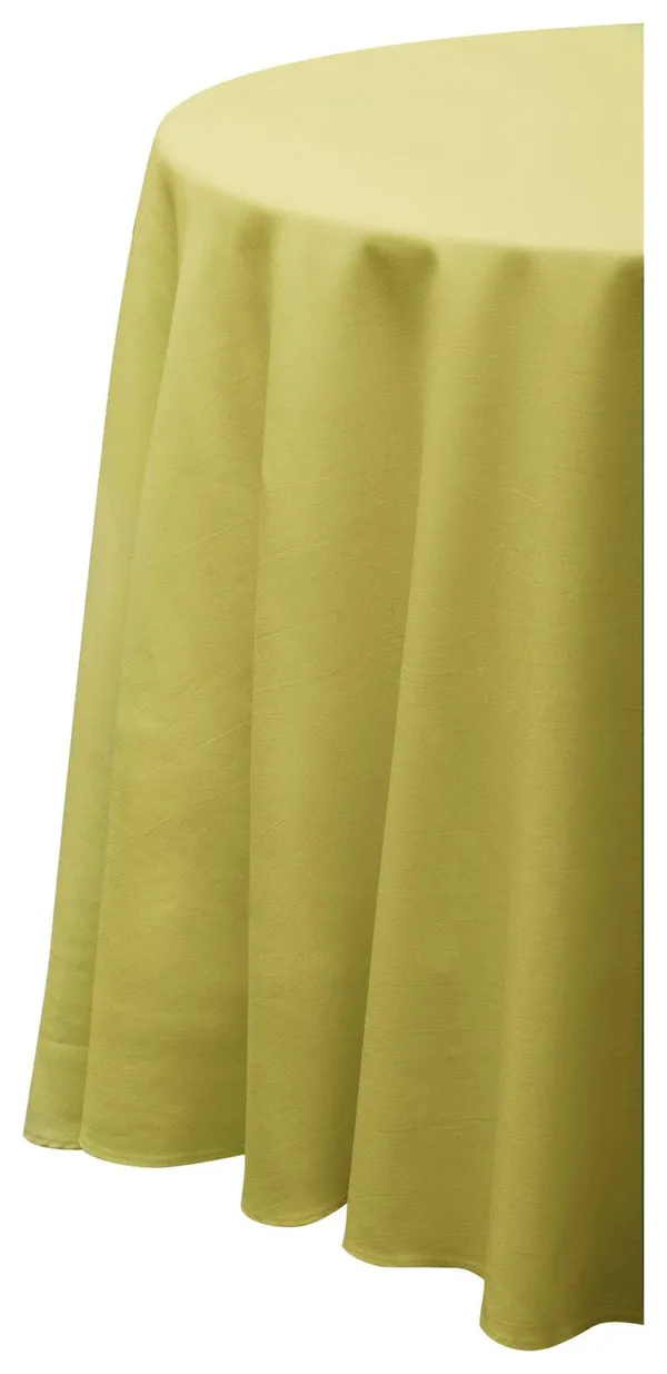Круглая горчичная скатерть из матового габардина с центральным швом Go Rent