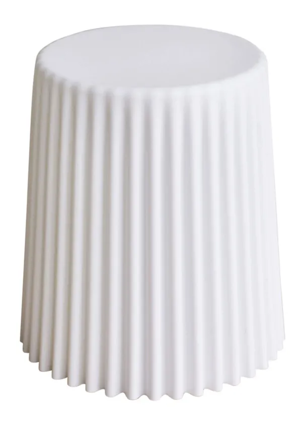 Белый пластиковый пуф с рифлеными гранями для мероприятий Go Rent