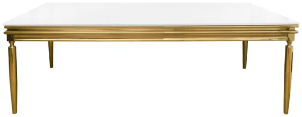 Стол КАБРИОЛЬ прямоугольный золотой с белой столешницей в аренду | Go Rent