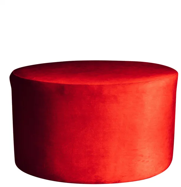 Пуф большой НОРМАН бархатный красный D 80 см #323