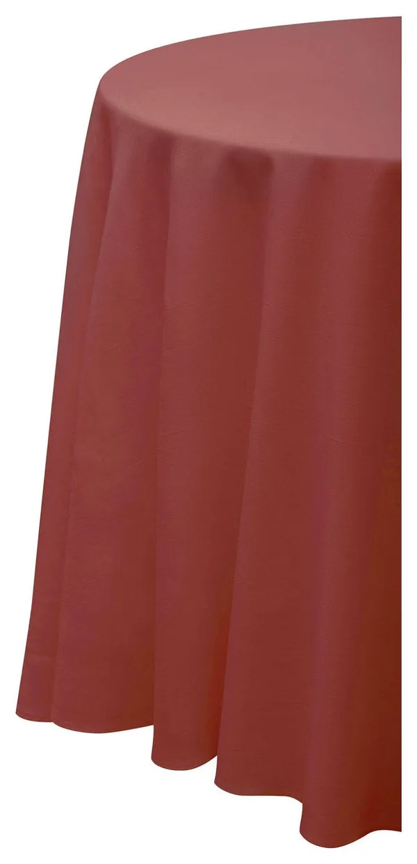 Круглая терракотовая скатерть из матового габардина с центральным швом Go Rent