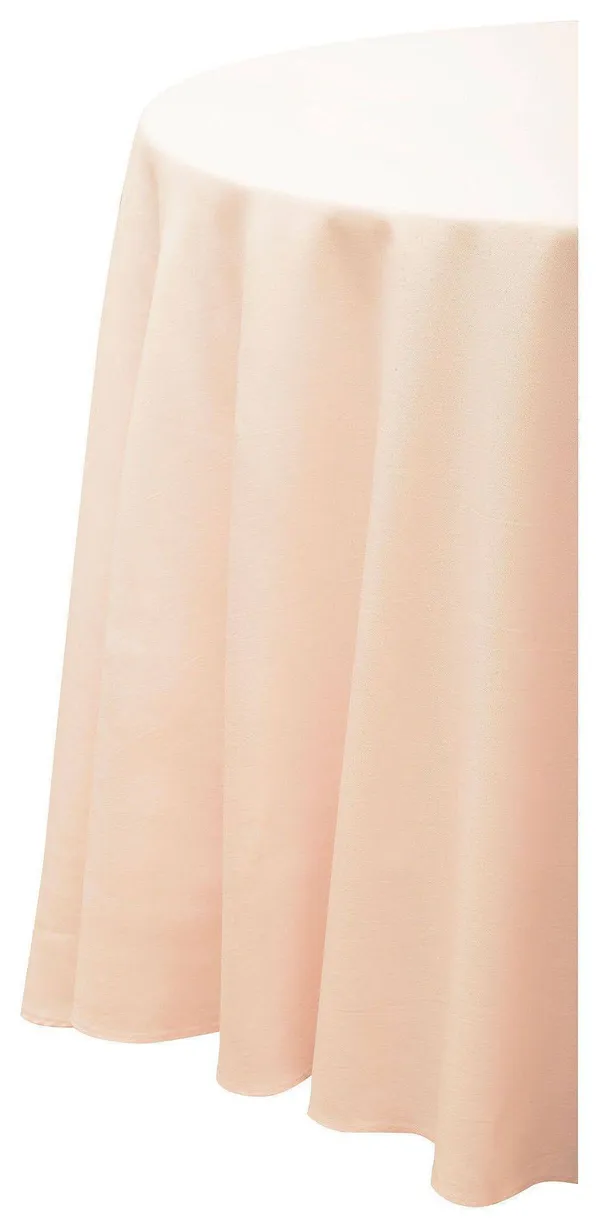 Круглая светло-персиковая скатерть из матового габардина с центральным швом Go Rent