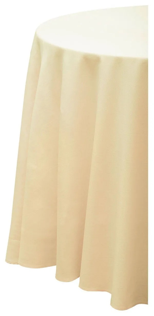 Круглая бесшовная скатерть ванильного цвета из матового габардина из аренды Go Rent