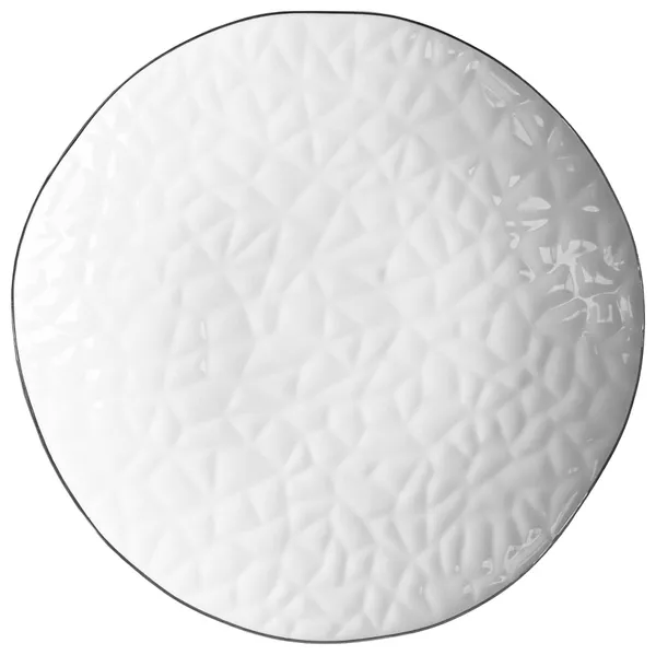 Тарелка КРИСП обеденная 27 см из костяного фарфора белая с серебряным кантом | Go Rent