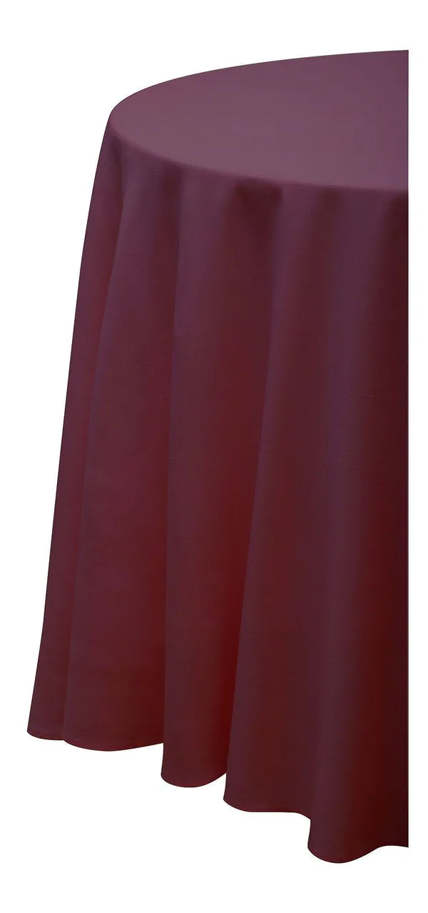 Круглая бордовая скатерть из матового габардина с центральным швом Go Rent