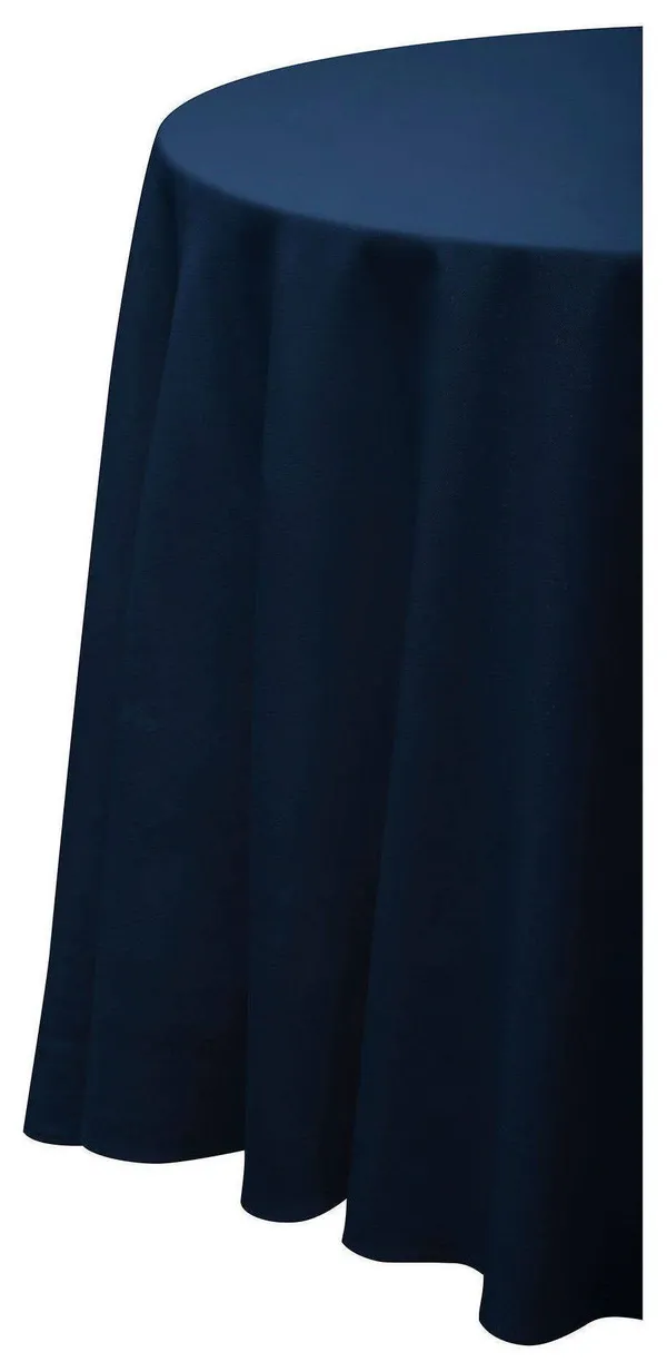 Круглая тёмно-синяя скатерть из матового габардина с центральным швом Go Rent