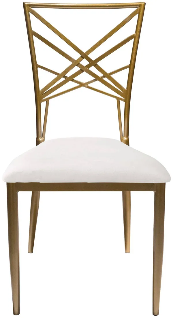Стул золотой ОКТАВА белый бархатный #301/#340