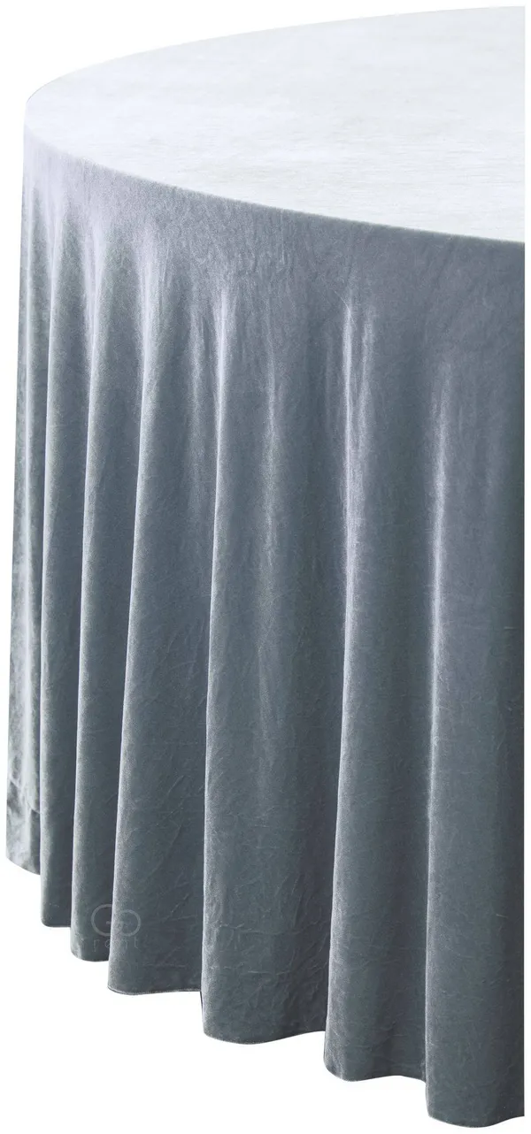 Круглая серо-голубая скатерть из бархата-стрейч на стол 180 см Go Rent