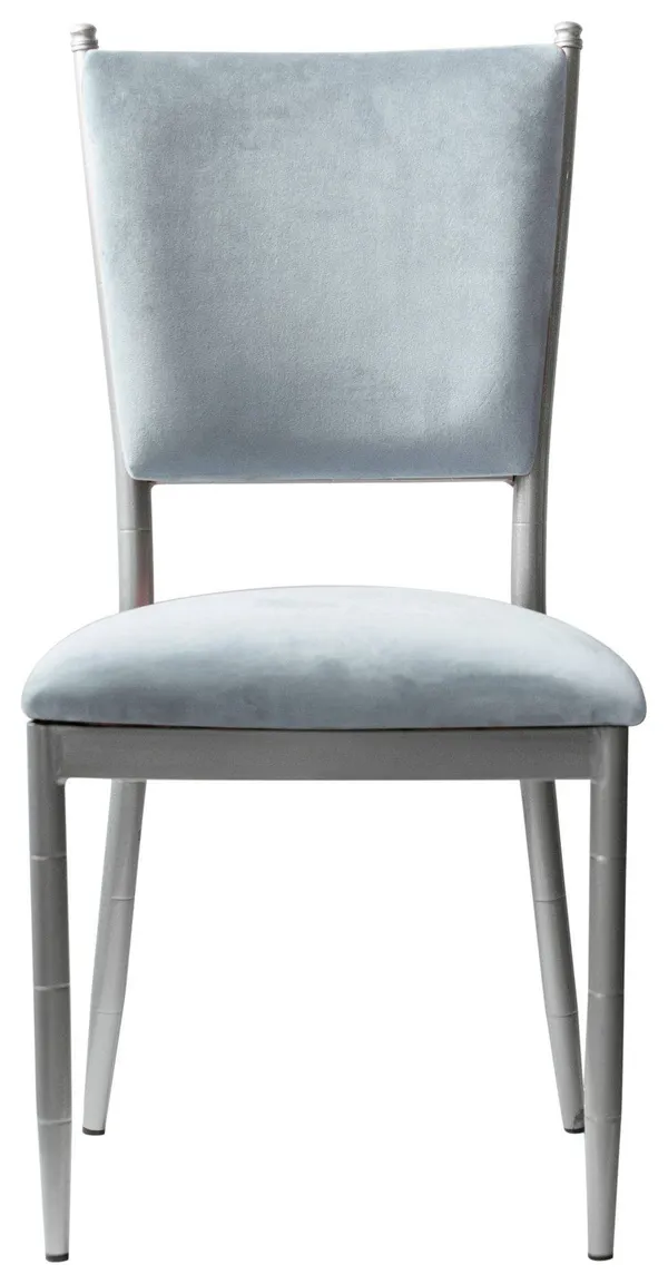 Стул серебряный БРЭМ серо-голубой бархатный #422