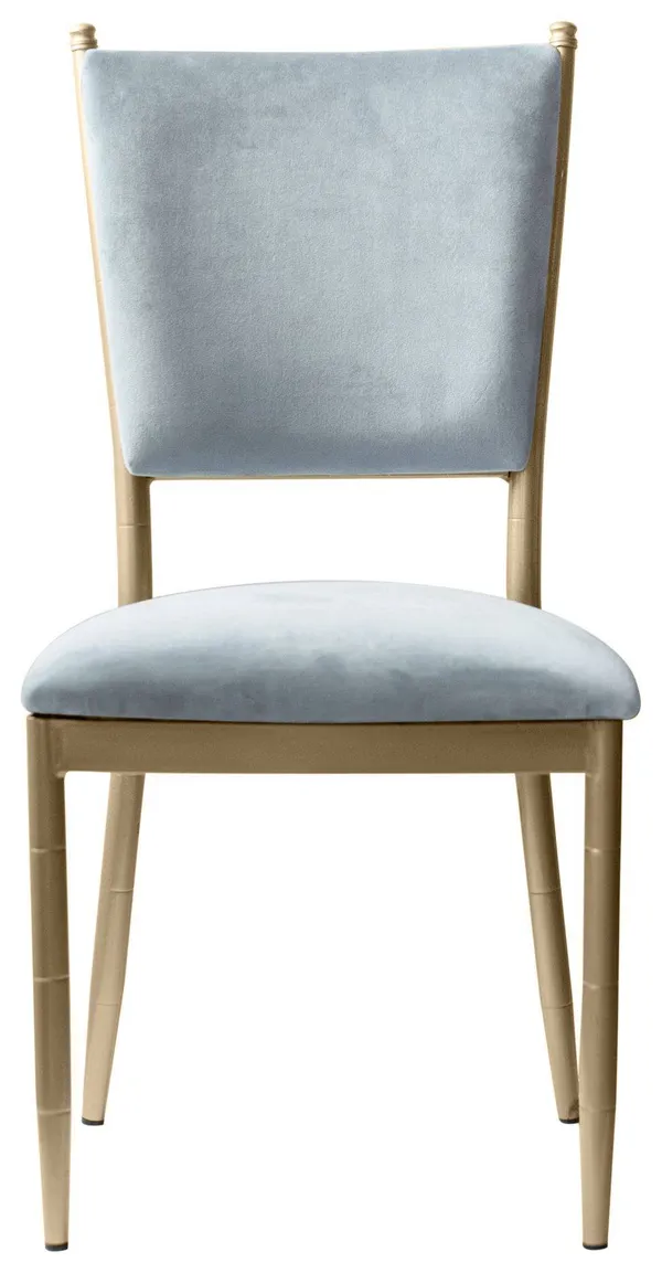 Стул золотой БРЭМ серо-голубой бархатный #422