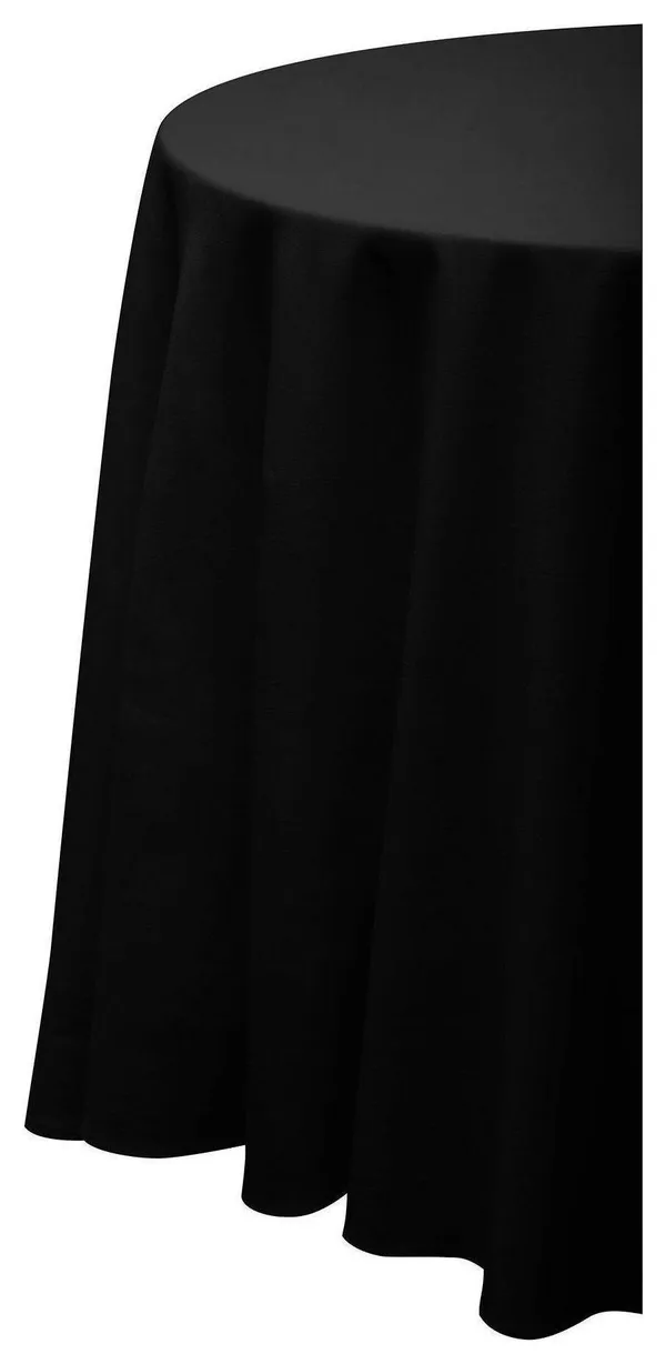 Круглая чёрная скатерть из матового габардина с центральным швом Go Rent