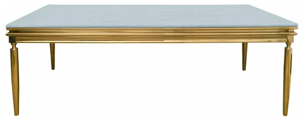 Стол КАБРИОЛЬ прямоугольный золотой с бархатной ГОЛУБОЙ столешницей в аренду | Go Rent