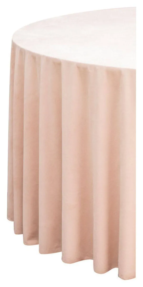 Нежно-розовая круглая скатерть из матового бархата для мероприятий Go Rent