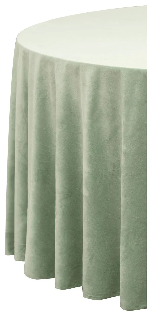 Круглая матовая скатерть папоротникового цвета с центральным швом для мероприятий из аренды Go Rent