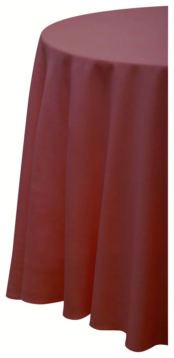 Круглая бордовая скатерть из матового габардина с центральным швом Go Rent