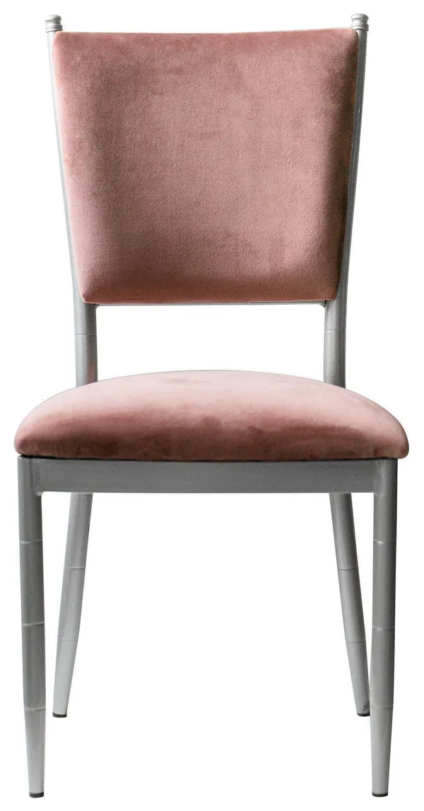 Стул серебряный БРЭМ пыльно-розовый бархатный #415