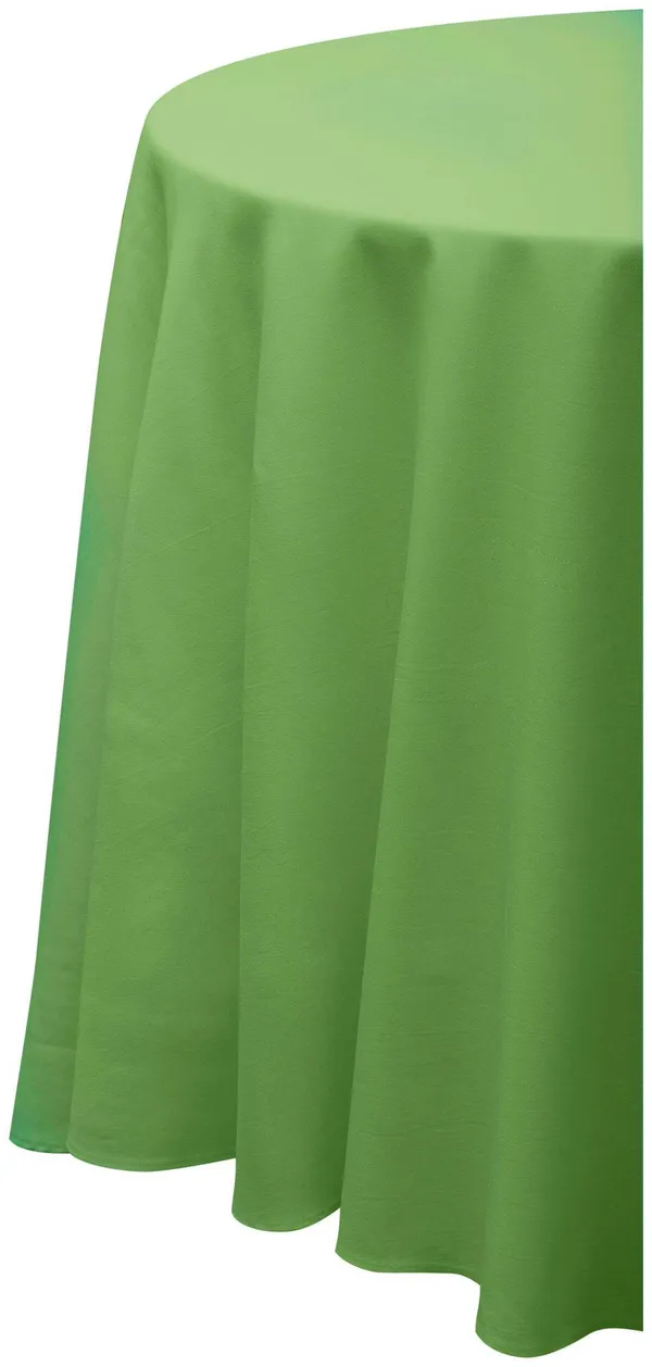 Круглая скатерть травяного цвета из матового габардина с центральным швом Go Rent