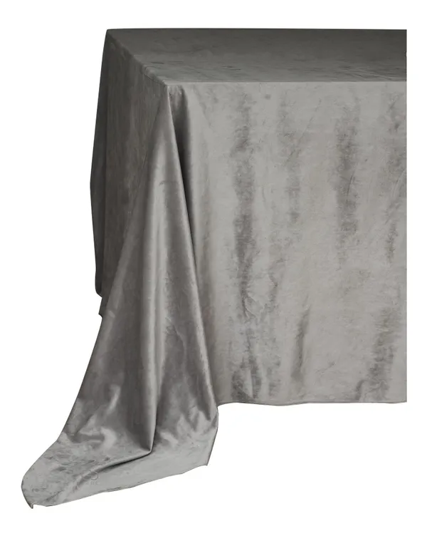 Прямоугольная скатерть графитового цвета из матового бархата с центральным швом увеличенного размера Go Rent