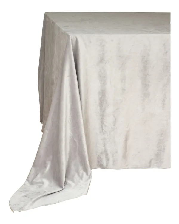 Прямоугольная скатерть жемчужно-серая из матового бархата без шва увеличенного размера из аренды Go Rent