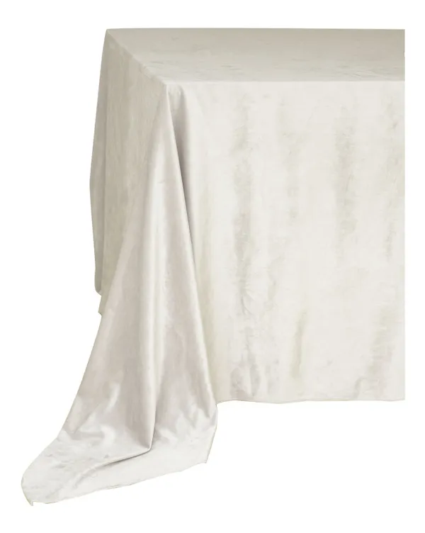 Прямоугольная бежевая скатерть из матового бархата с центральным швом Go Rent