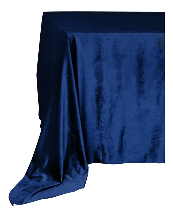 Прямоугольная скатерть синего цвета из матового бархата с центральным швом увеличенного размера Go Rent