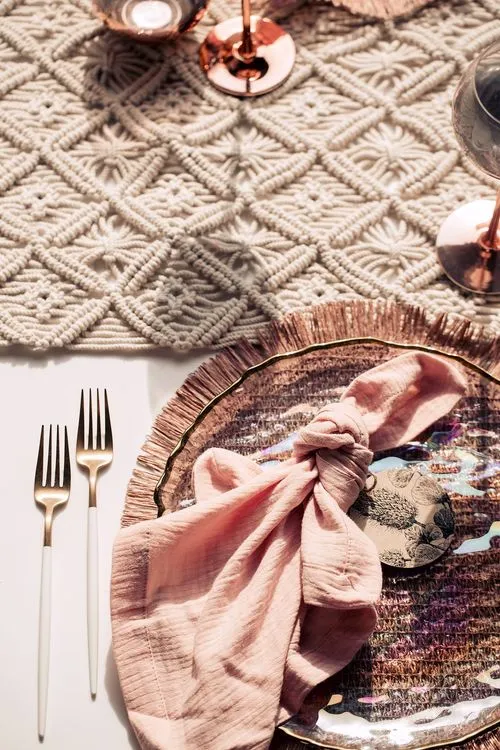 Бело-розовый бохо сет с перламутровыми акцентами