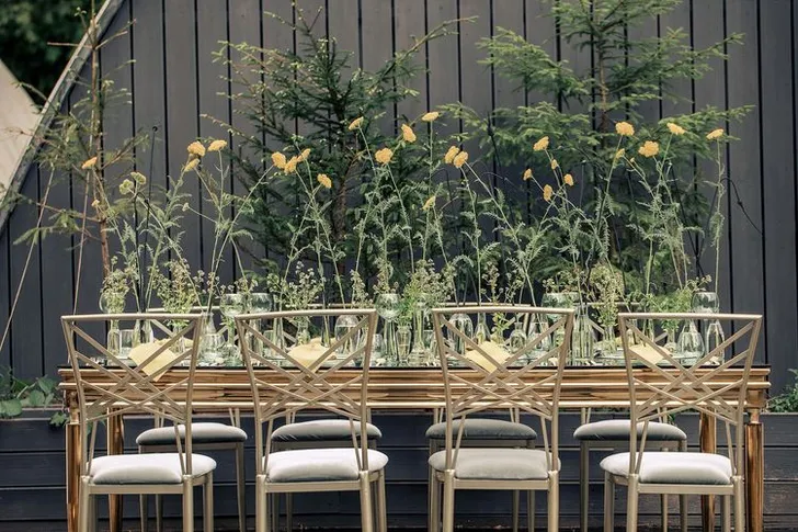 Полевой сет за зеркальным прямоугольным столом